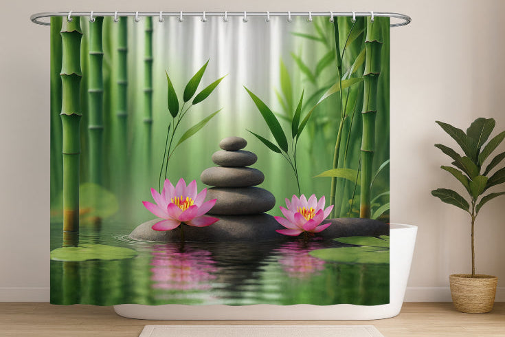 Rideau de douche fleur de Lotus rose