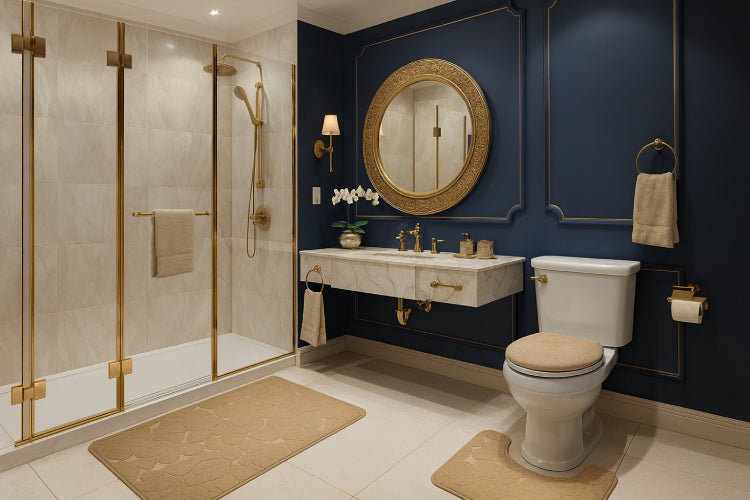 Tapis de bain doré vitre