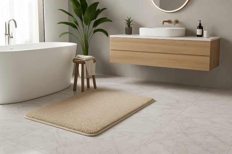 Tapis de bain taupe baignoire