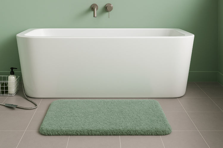 Tapis de bain vert sauge sol baignoire
