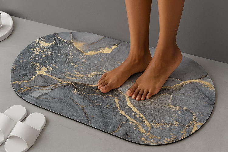 Tapis salle de bain effet marbre pieds