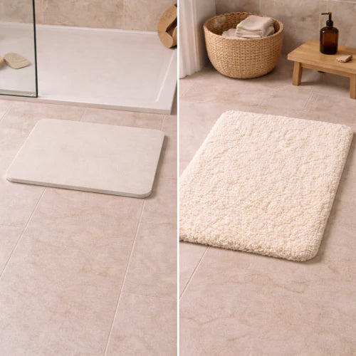Tapis de bain en diatomite vs microfibre : lequel choisir ?