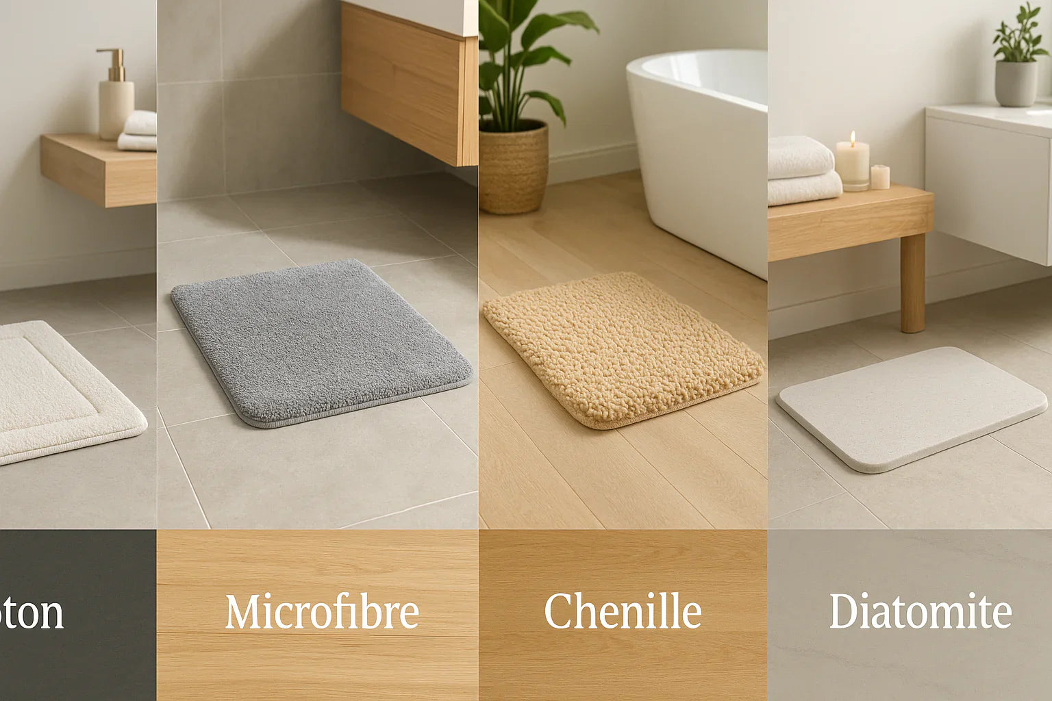 Les 5 matières de tapis de bain les plus confortables et durables