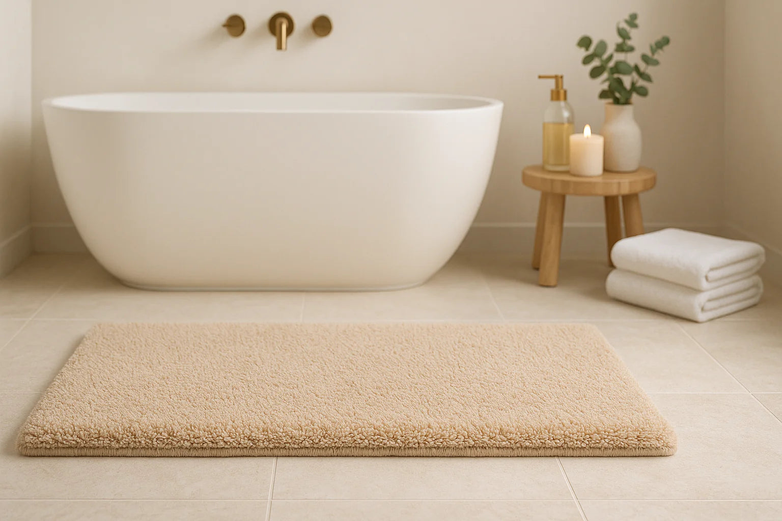 Tapis de bain beige