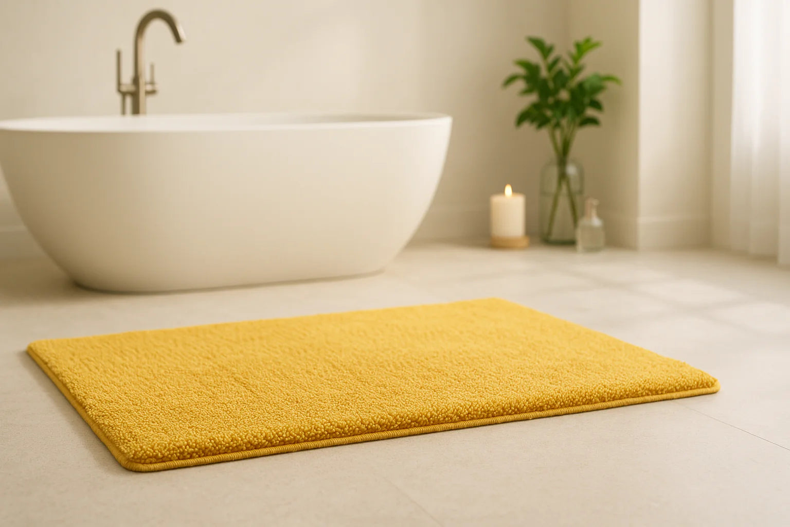 Tapis de bain jaune