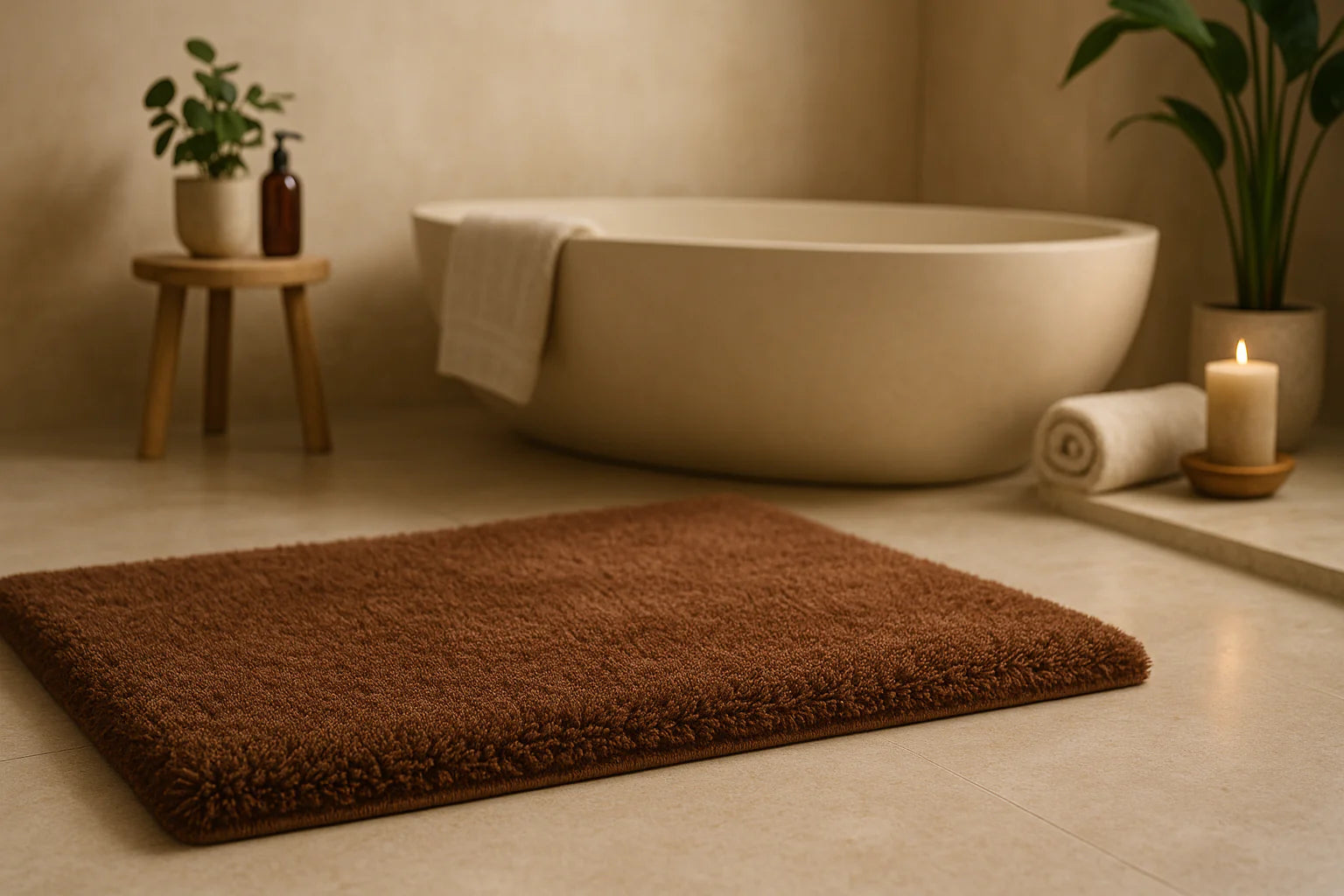 Tapis de bain marron