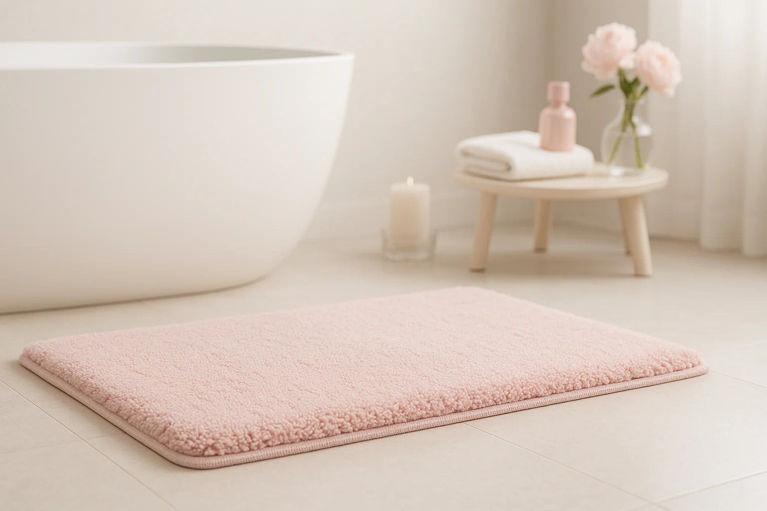 Tapis de bain rose