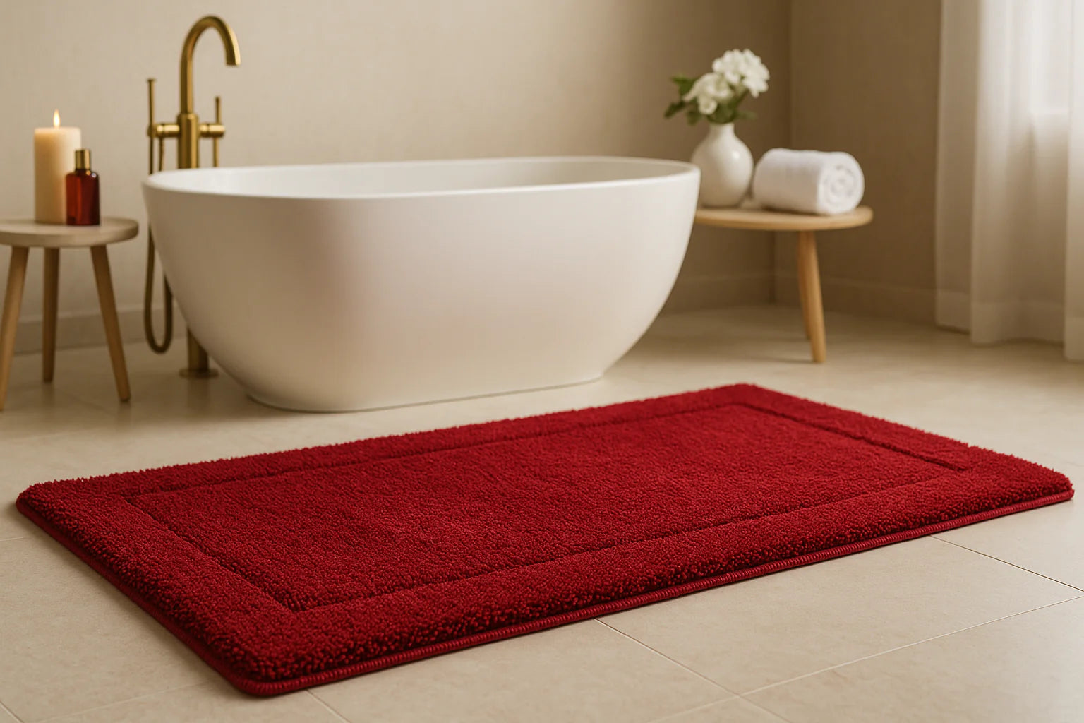 Tapis de bain rouge