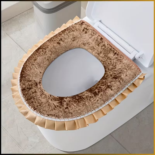 Couvre Abattant Palace Chic en Velours brodé café