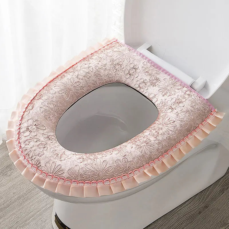 Couvre Abattant Palace Chic en Velours toilettes  brodé 