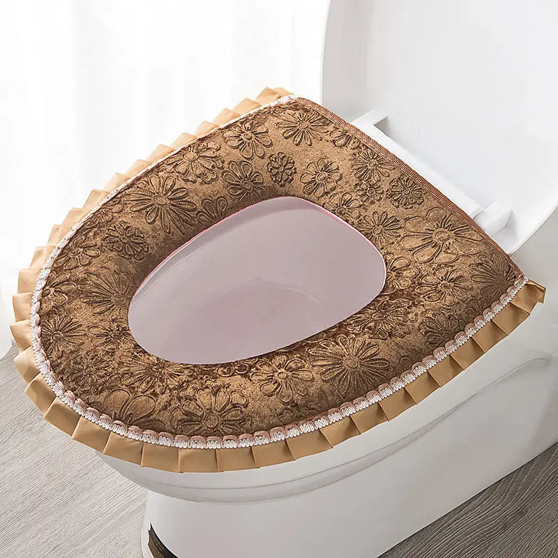 Couvre Abattant Palace Chic en Velours toilettes  marron 