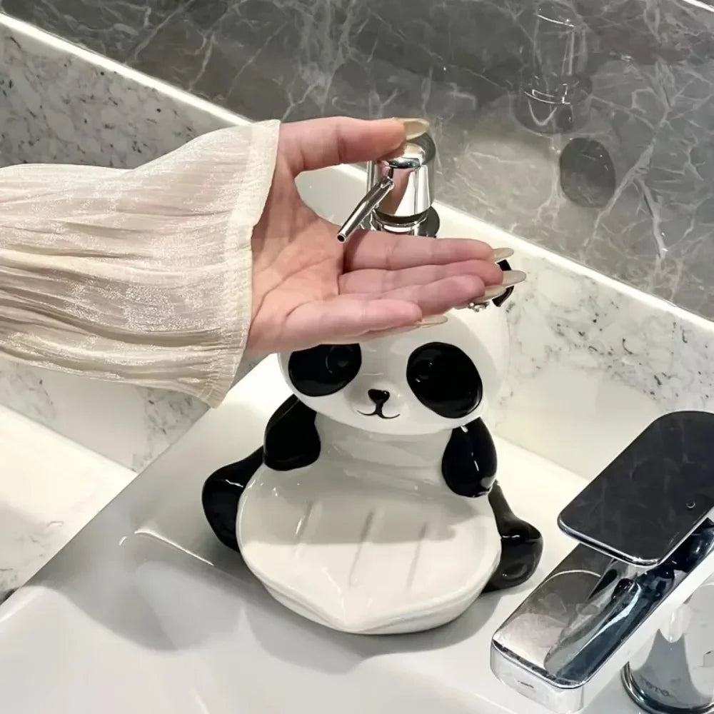 Distributeur de Savon Panda avec Porte-Savon blanc 
