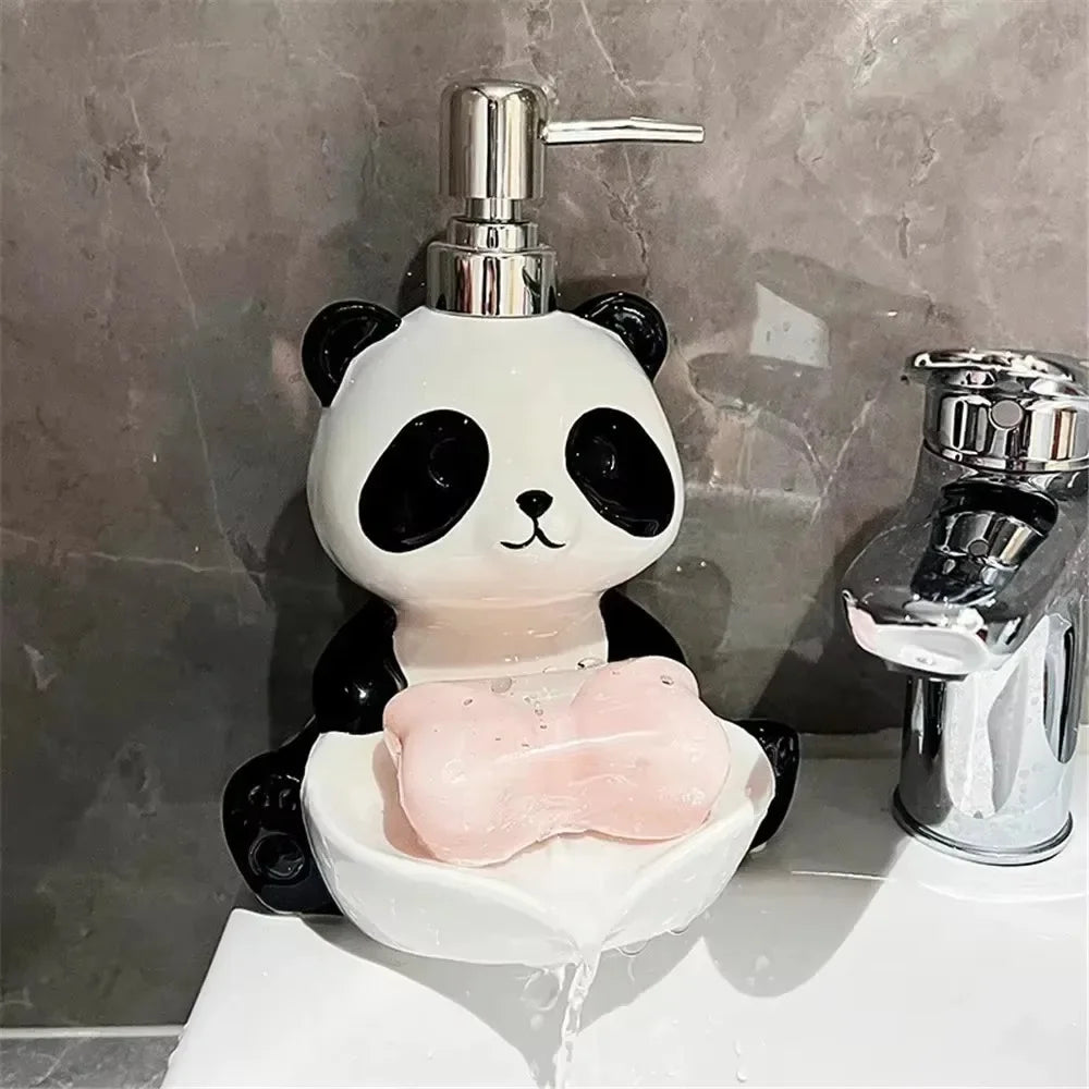 Distributeur de Savon Panda avec Porte-Savon lavabo 