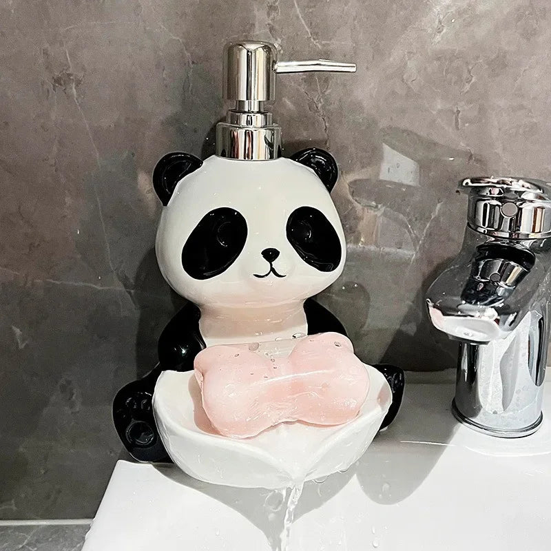 Distributeur de Savon Panda avec Porte-Savon noir 