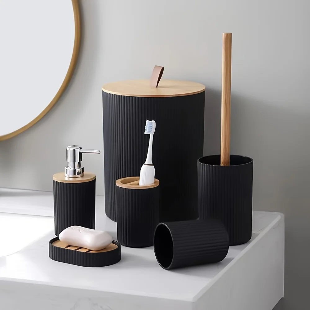 Ensemble accessoires salle de bain 6 pièces  noir 
