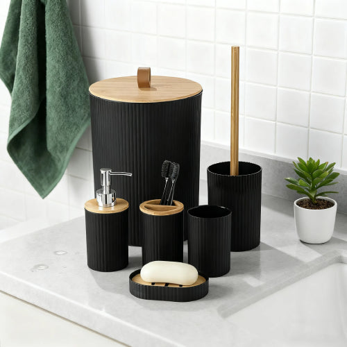 Ensemble accessoires salle de bain 6 pièces plante 