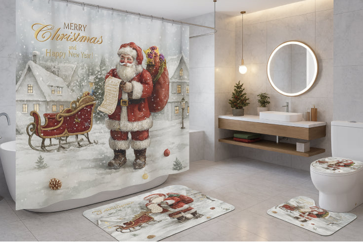 Ensemble de Salle de Bain Noël MERRY CHRISTMAS  