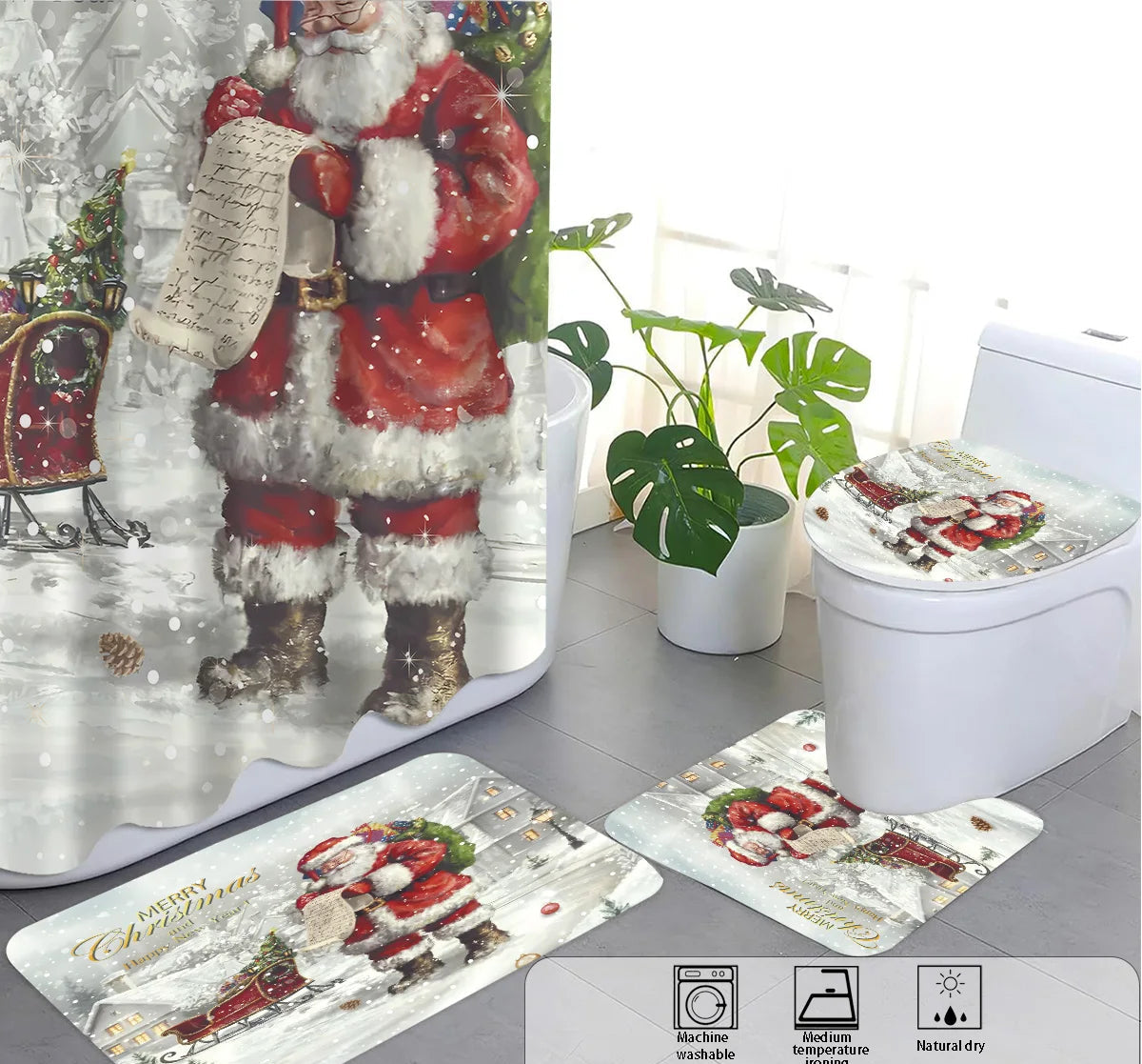 Ensemble de Salle de Bain Noël tapis 