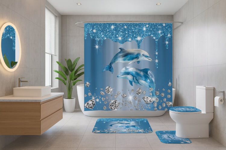 Ensemble de rideau de douche diamant 4 pièces 