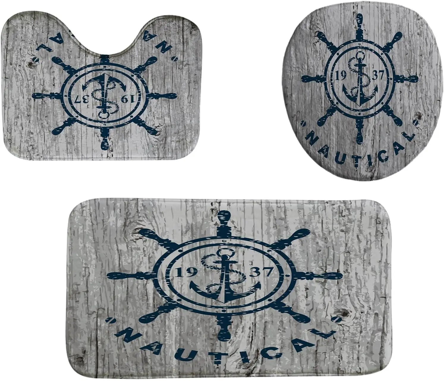 Ensemble de tapis de bain imprimé t-shirt nautique