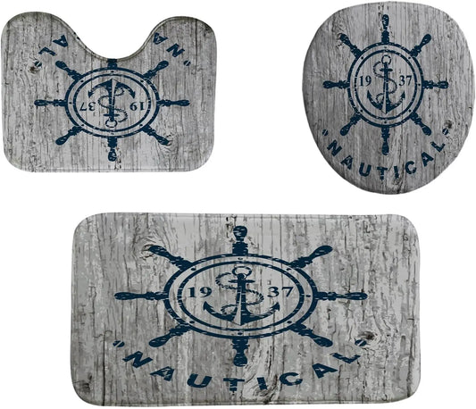 Ensemble de tapis de bain imprimé t-shirt nautique