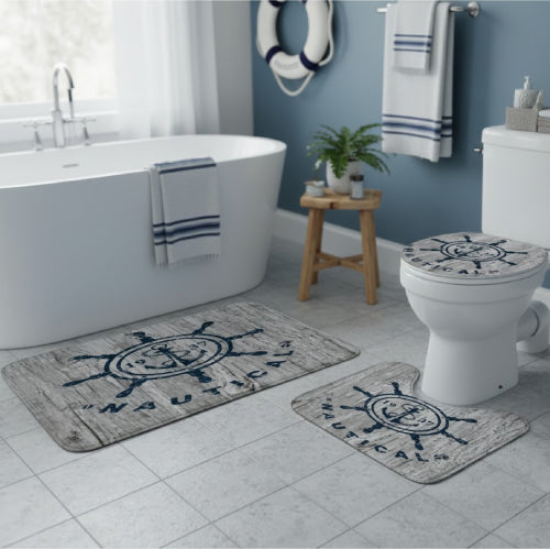 Ensemble de tapis de bain imprimé t-shirt nautique  sol 