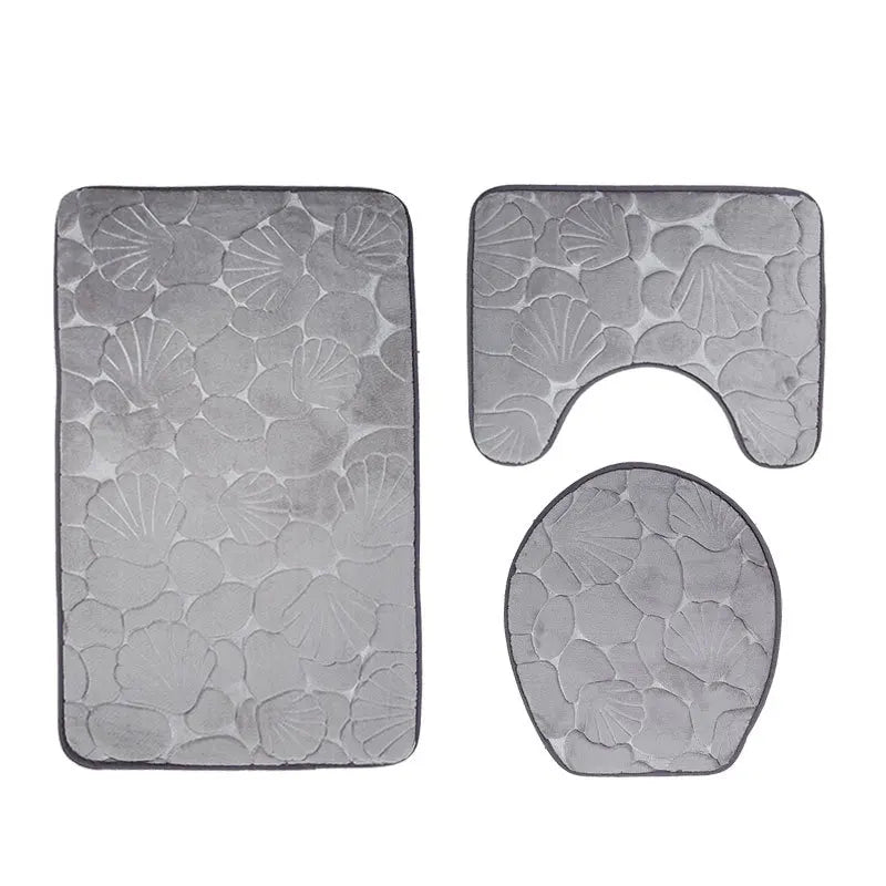 Ensemble tapis de bain et WC 3pièces gris