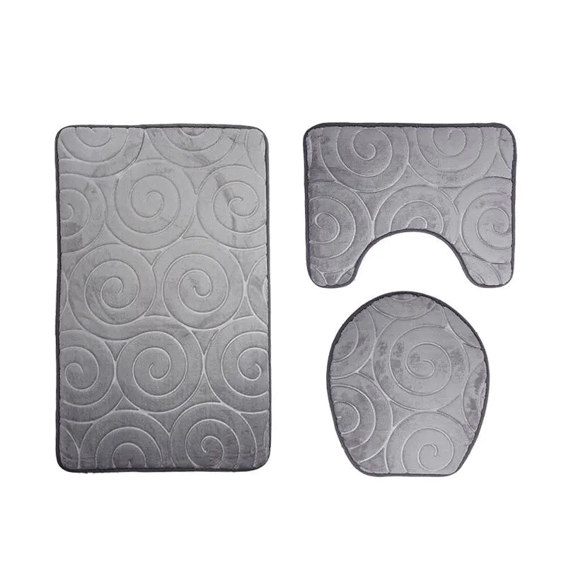 Ensemble tapis de bain et WC antidérapant gris