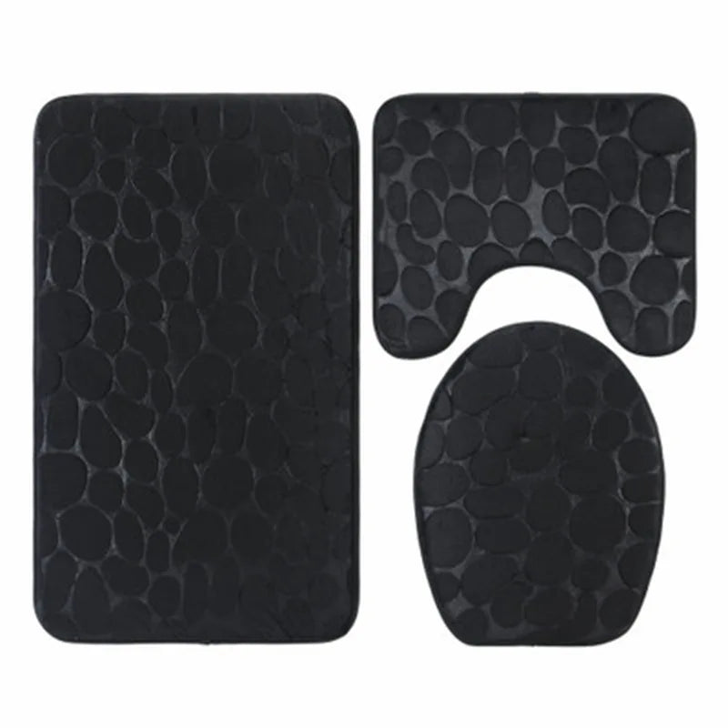 Ensemble tapis de bain et WC noir