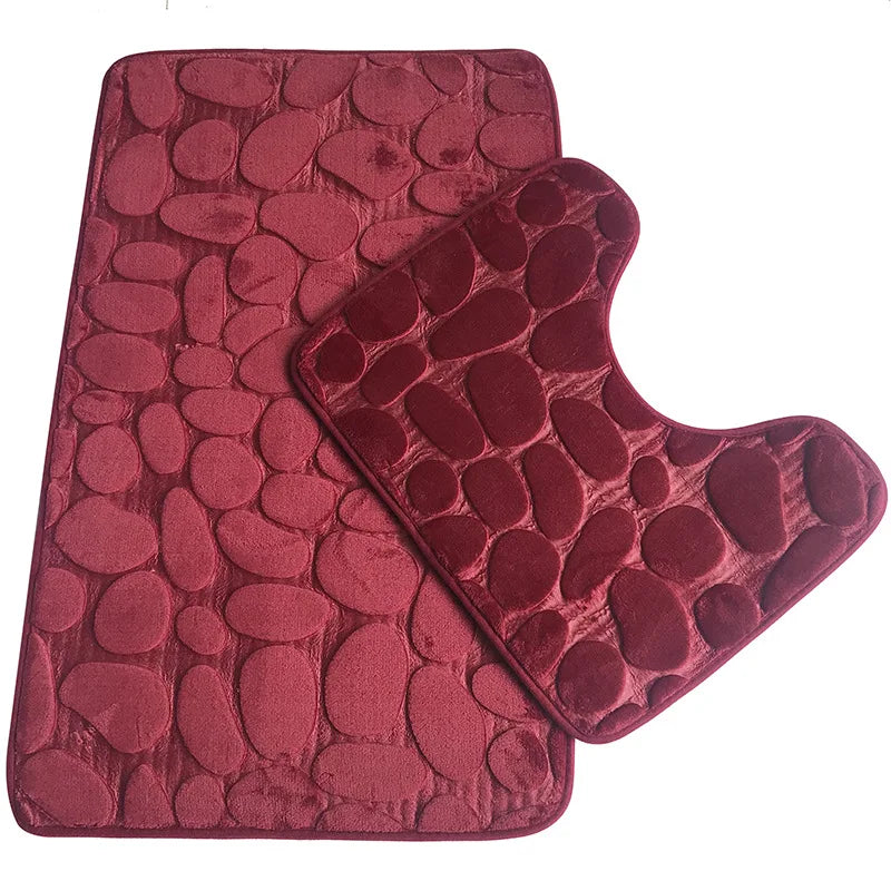 Ensemble tapis de bain et WC  rouge