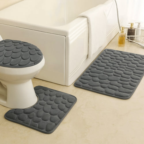 Ensemble tapis de bain et WC sol gris 