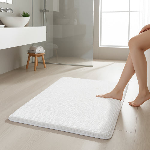 Grand tapis de bain blanc douche 
