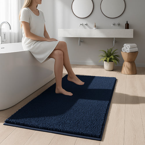 Grand tapis de bain bleu marine fille 