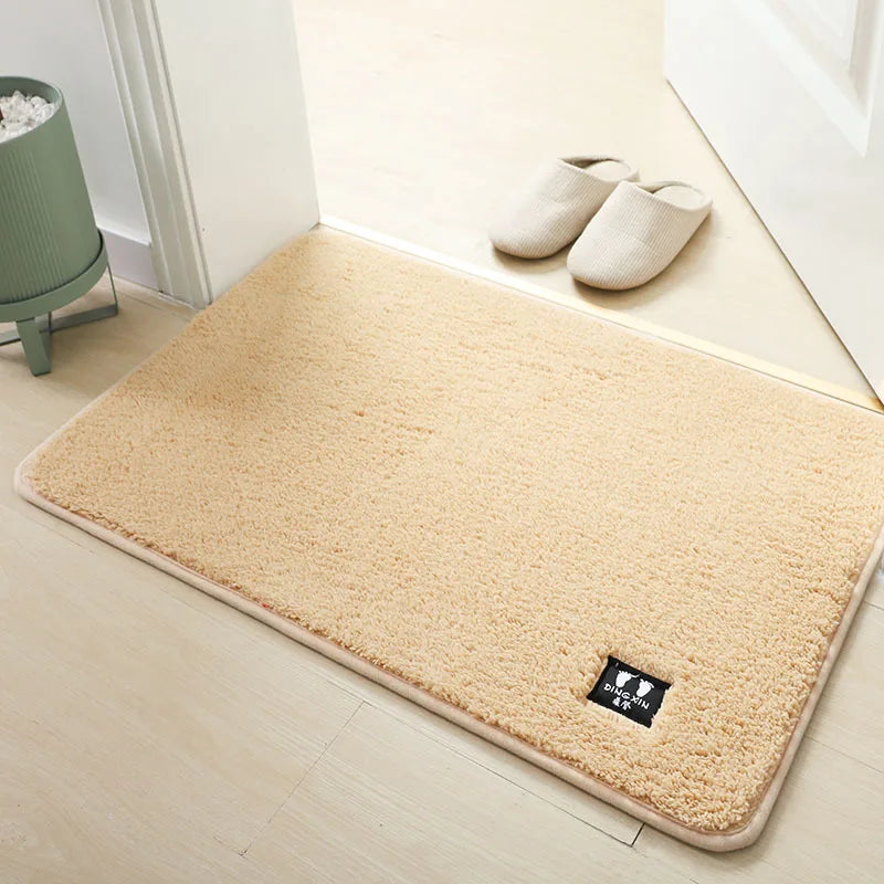 Grand tapis salle de bain original beige