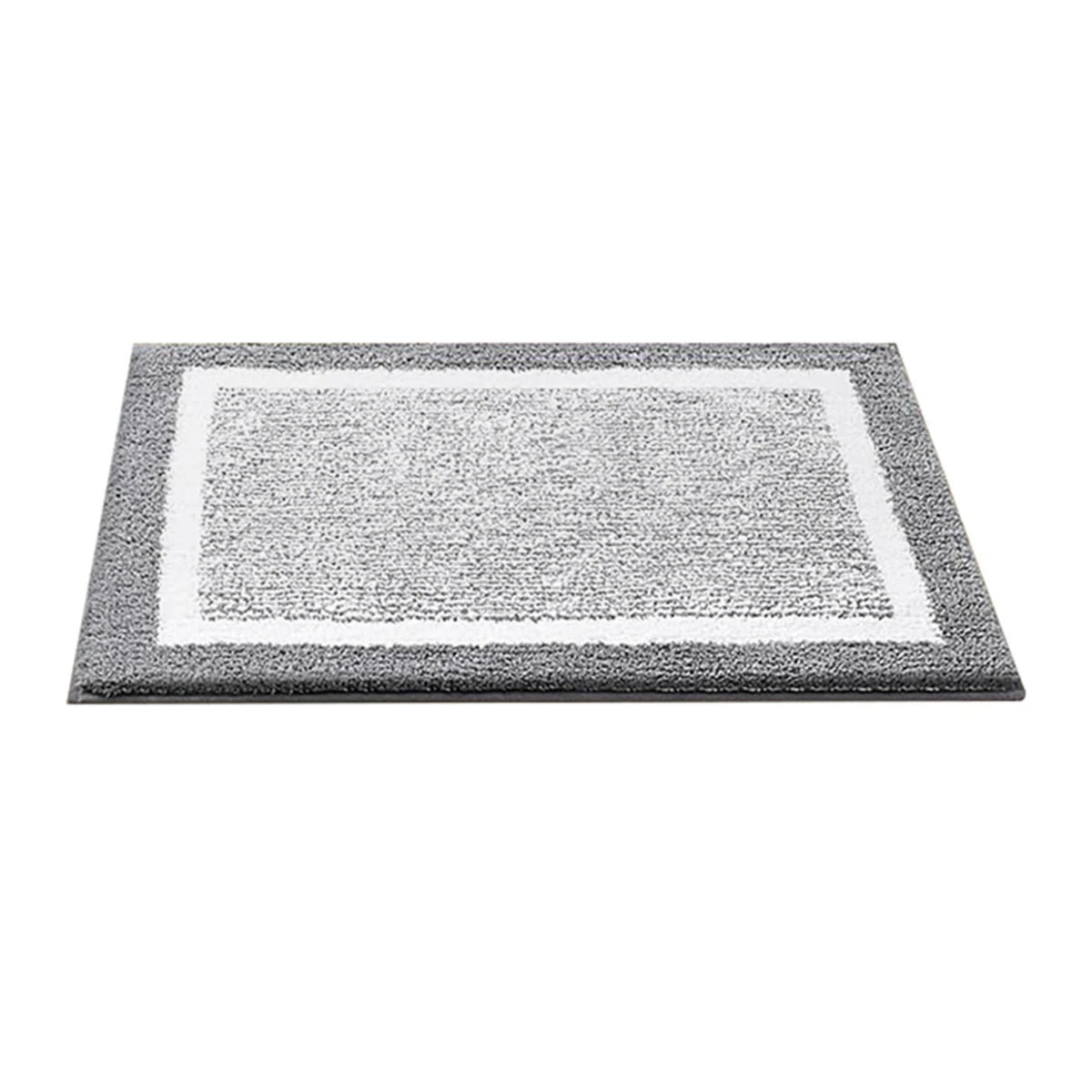 Long tapis de bain gris blanc