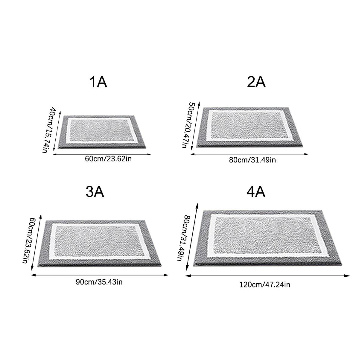 Long tapis de bain tailles