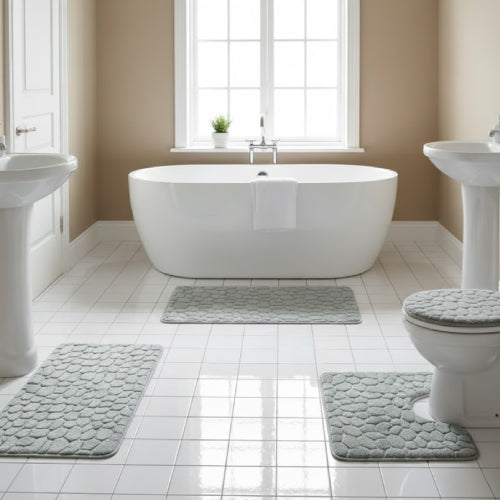 Lot de 5 tapis de sol pour salle de bain premium en galets douche 