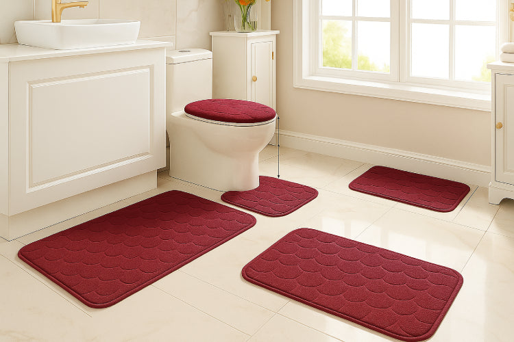 Lot de 5 tapis de sol pour salle de bain premium en galets  toilettes 