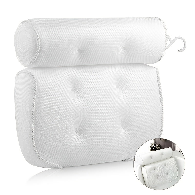 Oreiller de Bain blanc avec Support Cervical et Dorsal blanc 