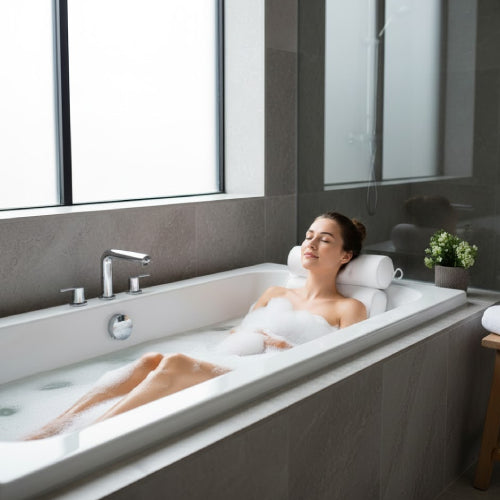 Oreiller de Bain blanc avec Support Cervical et Dorsal douche 