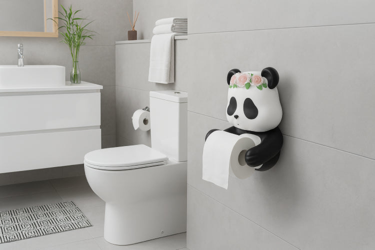 Porte-Papier Toilette Panda  fleurs  rose 