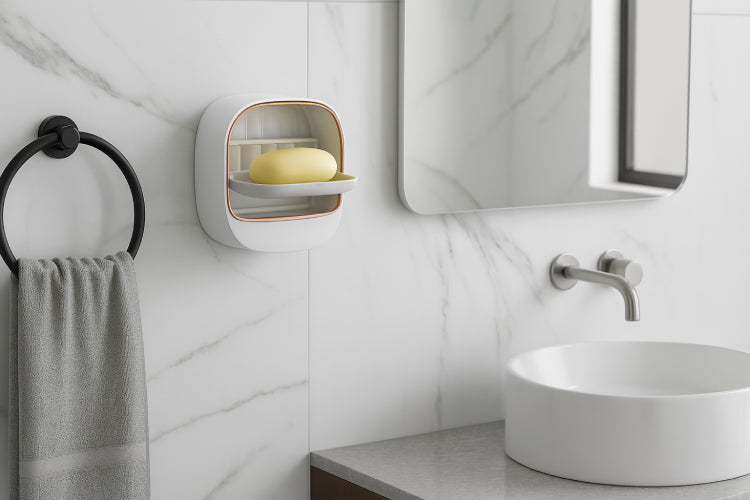 Porte-Savon Mural avec Couvercle Protecteur douche 