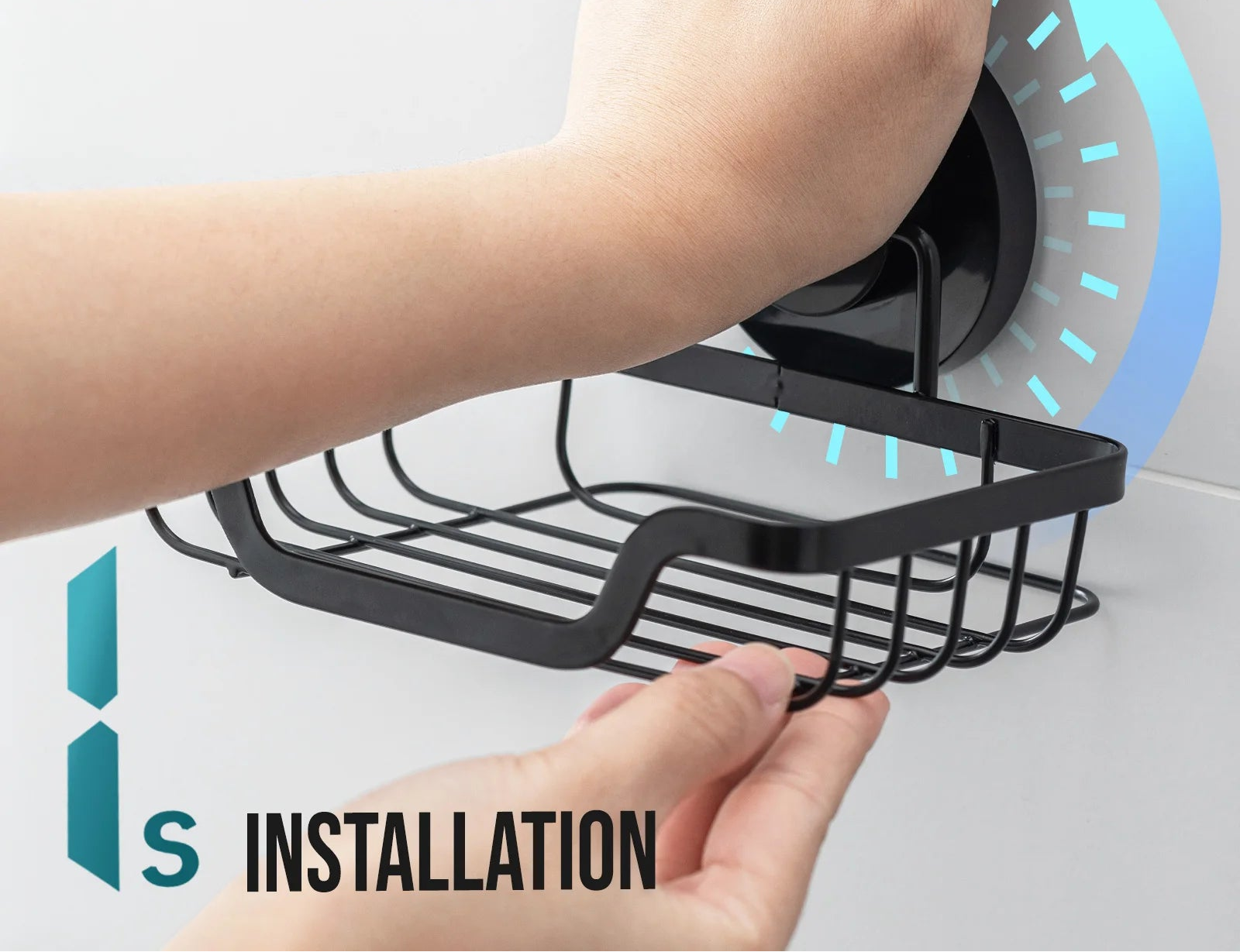 Porte-Savon Mural avec Ventouse Puissante  installation 