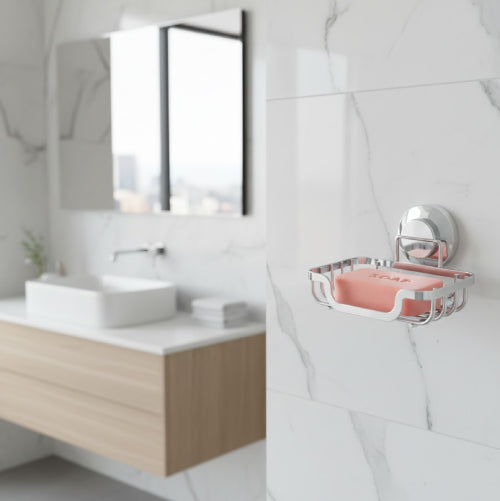 Porte-Savon Mural avec Ventouse Puissante mur argent 