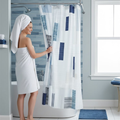 Rideau De Douche Extra Long bleu nuit 