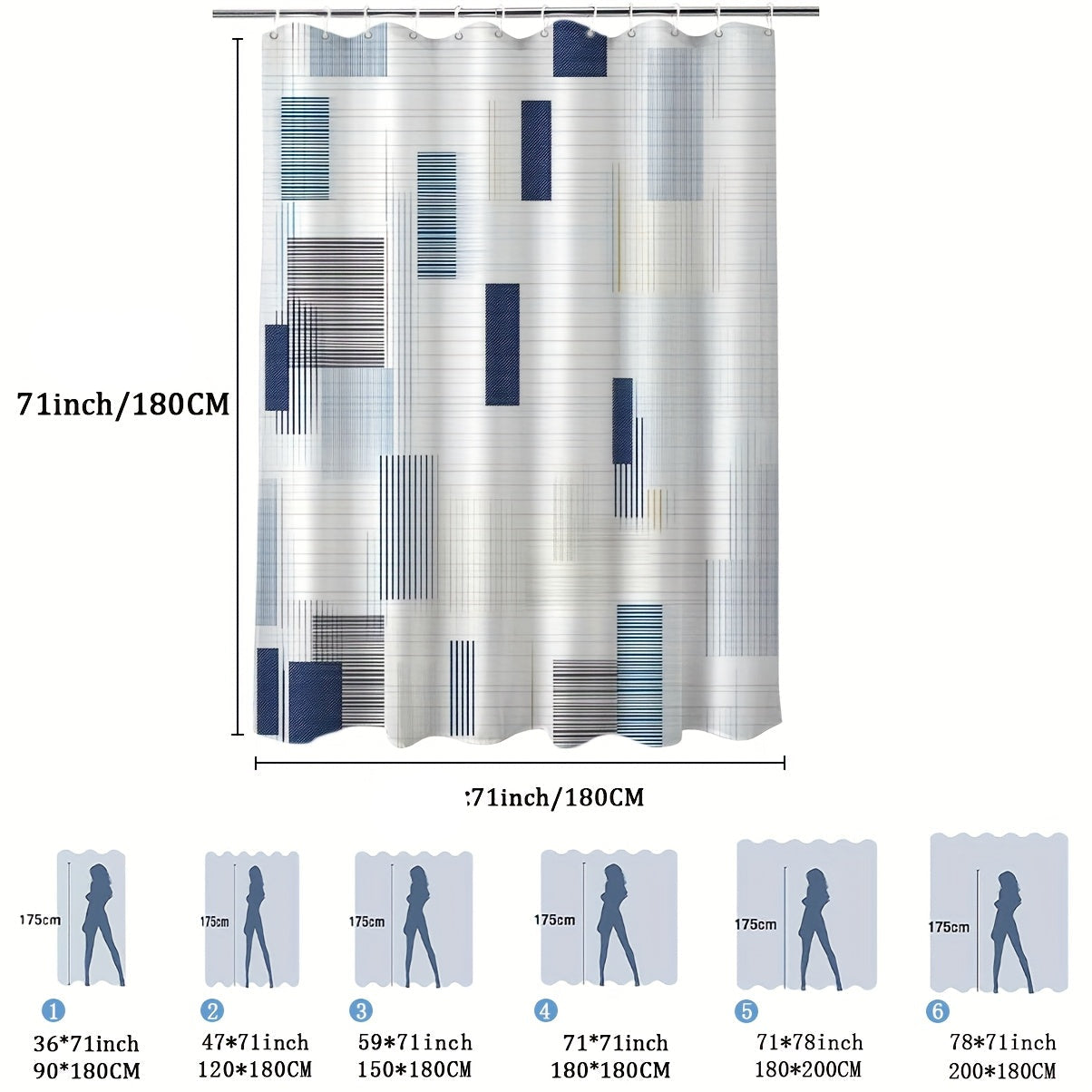 Rideau De Douche Extra Long taille 
