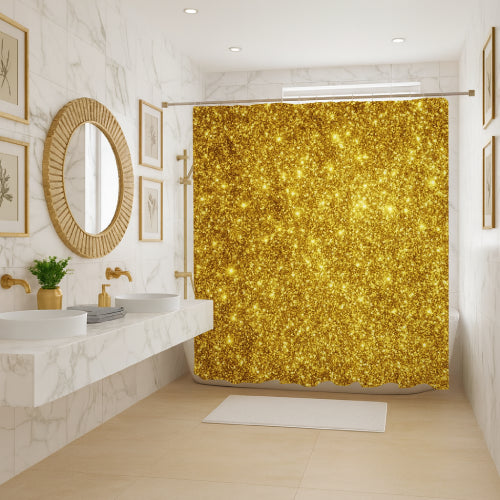 Rideau De Douche Or baignoire  blanc 