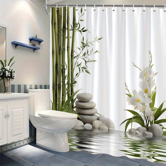 Rideau de Douche Galets & Orchidée