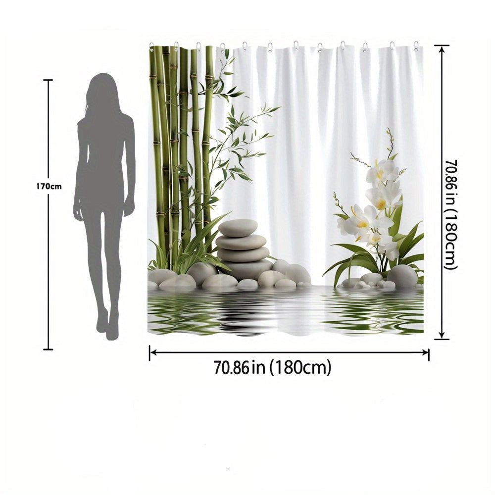 Rideau de Douche Galets & Orchidée taille 