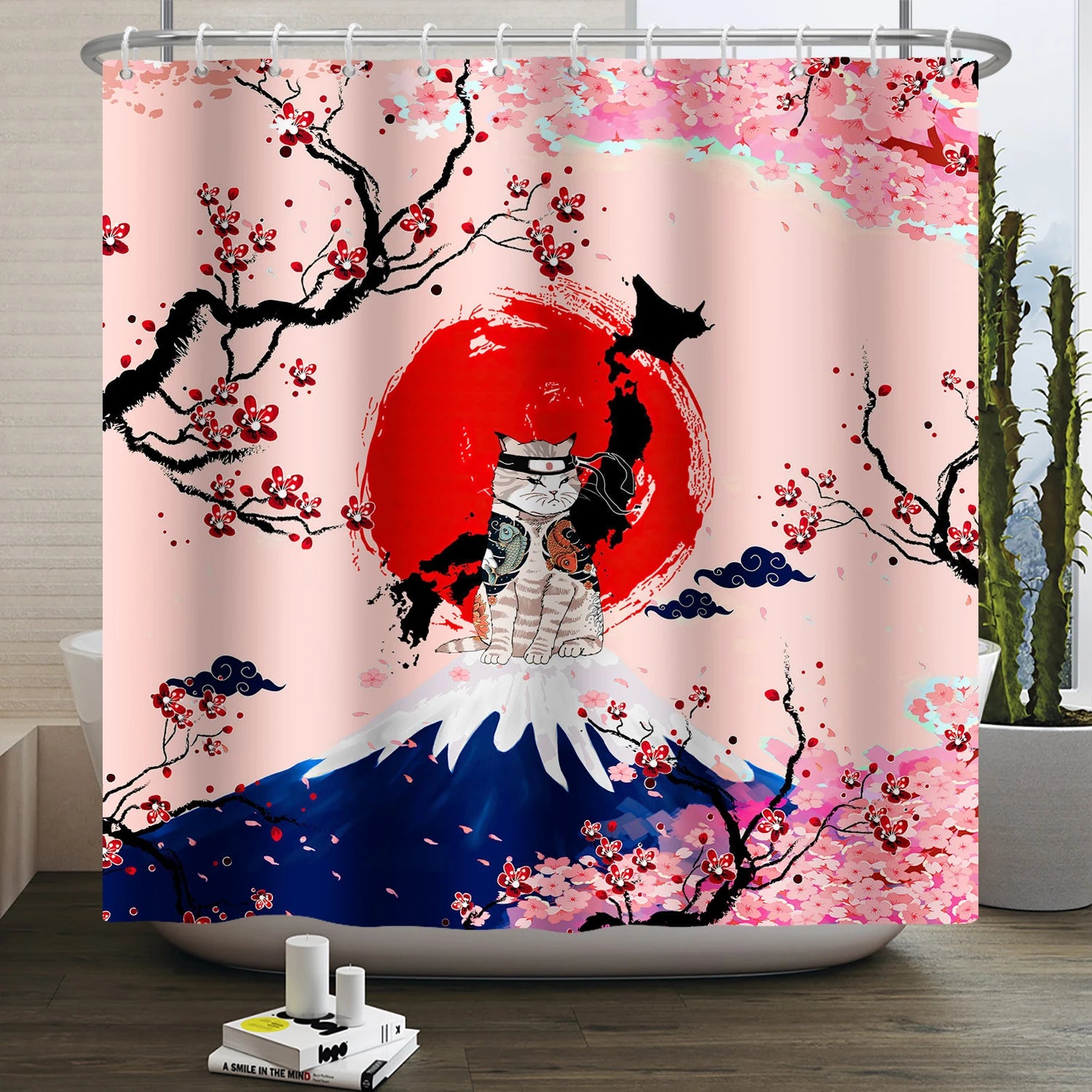 Rideau de Douche Japonais chat